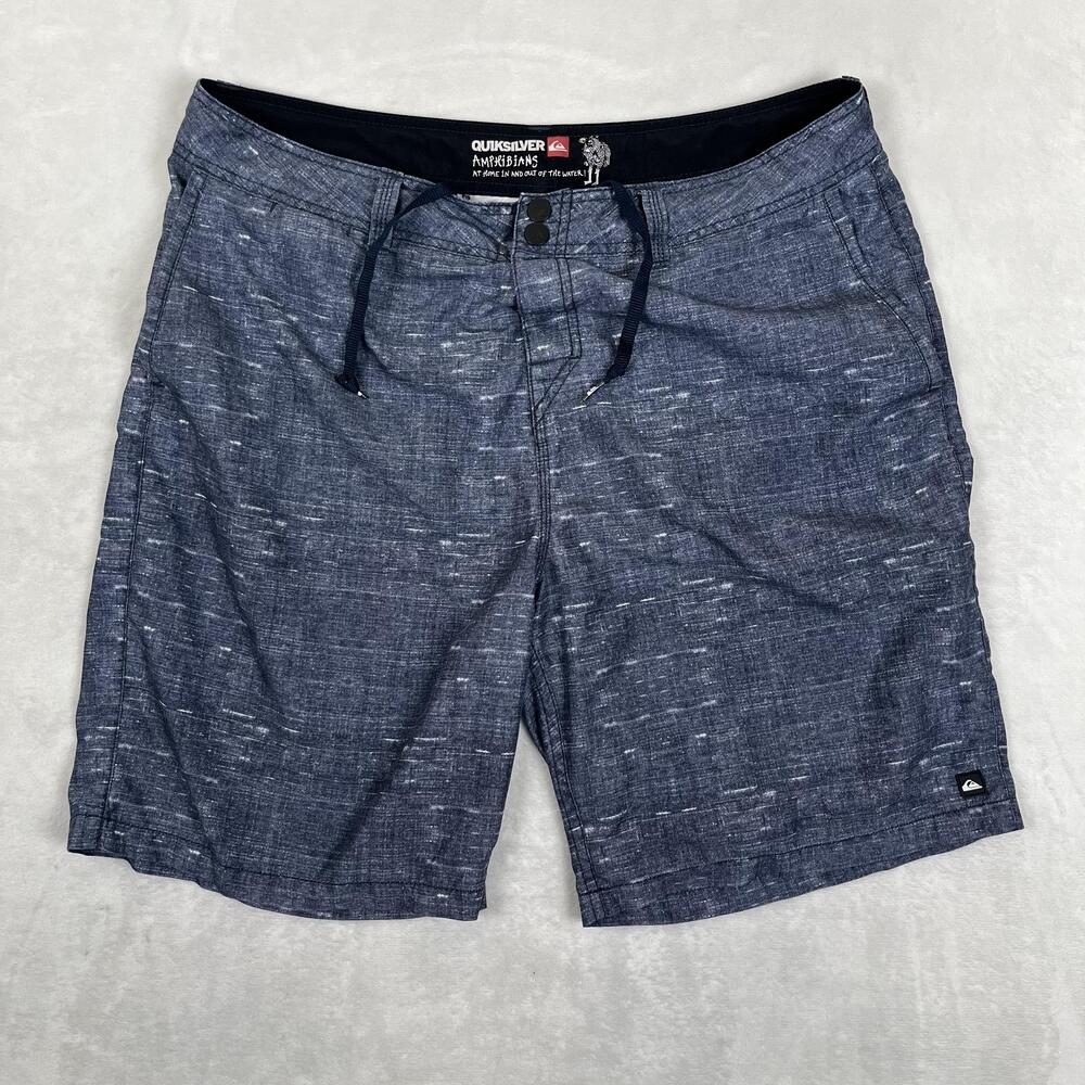 Quiksilver Amphibians Shorts Mens 38 Blue Hybrid Boardshort Chino 9 Inseam Surf